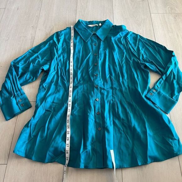 Soft Surroundings Shirt Womens Blue Button Up Pleated Waist Modalsize 1X - Picture 2 of 7